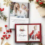 Cartes Pour Fêtes Annuelles Photo classique de Noël Floral Crest<br><div class="desc">Ce design de vacances élégant et formel mais festif présente une crête florale dorée classique dessinée à la main, accentuée par un spray coloré de fleurs de Noël rouges et blanches et de verdures. Ce modèle personnalisé comprend des champs de texte modifiables et des modèles photo ainsi que des graphiques...</div>