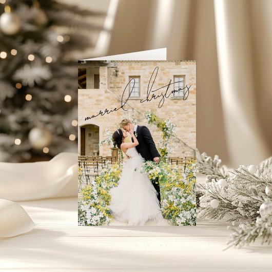 Cartes Pour Fêtes Annuelles Photo classique Élégant Noël marié récemment