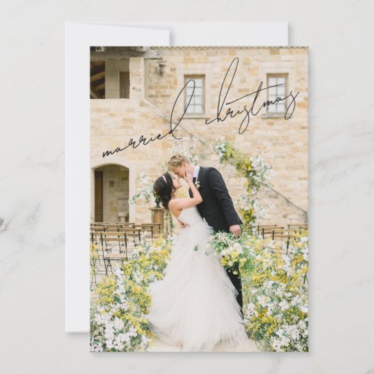 Cartes Pour Fêtes Annuelles Photo classique Élégant Noël marié récemment (Devant)