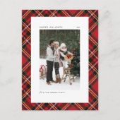 Cartes Pour Fêtes Annuelles Photo classique en Motif Tartan rouge (Devant)