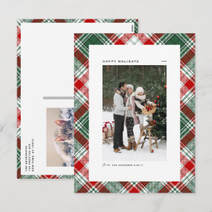 Cartes Pour Fêtes Annuelles Photo classique Motif vert et rouge
