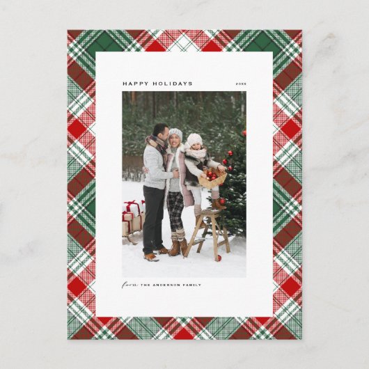Cartes Pour Fêtes Annuelles Photo classique Motif vert et rouge (Devant)
