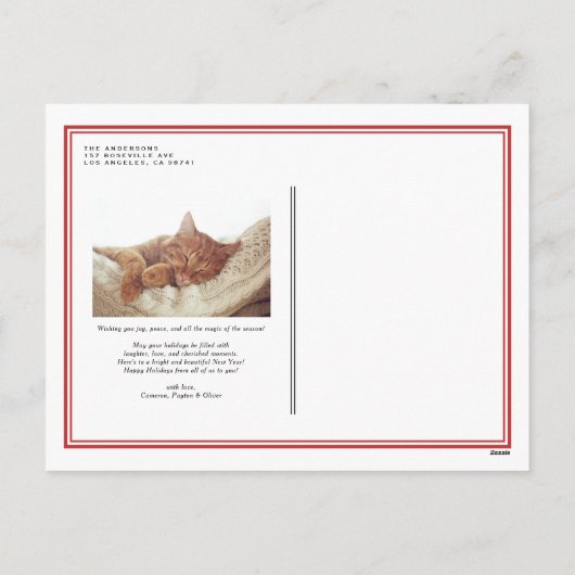 Cartes Pour Fêtes Annuelles Photo classique rouge double frontière Noël (Dos)