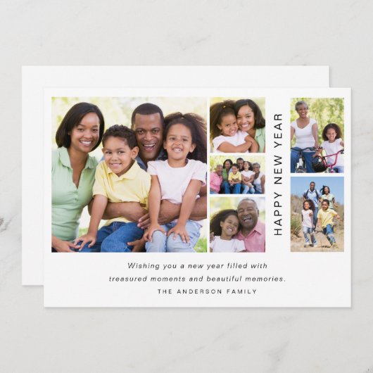 Cartes Pour Fêtes Annuelles Photo Collage Bonne année (Devant / Derrière)