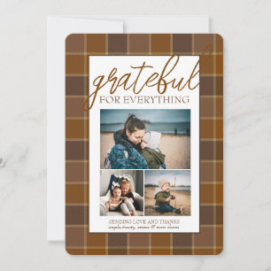 Cartes Pour Fêtes Annuelles Photo Collage Brown Plaid Motif Thanksgiving