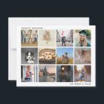 Cartes Pour Fêtes Annuelles Photo Collage de famille Année en revue Noël<br><div class="desc">Envoyez la joie des fêtes avec cette carte de Noël plat moderne "Year in Review" avec douze photos de carré sur un simple collage. En haut à gauche, on voit l'année qui s'est écoulée et en bas à droite, on voit le message "Oh quelle année !". Le côté arrière a...</div>