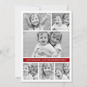 Cartes Pour Fêtes Annuelles Photo Collage Holiday Photocard - Rouge