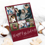 Cartes Pour Fêtes Annuelles Photo collage Joyeux Noël<br><div class="desc">Elégant style Joyeux Noël manuscrit script calligraphie six famille multi photo simple mode rouge foncé bordeaux carte de vacances avec votre texte personnalisé sur les deux côtés. VEUILLEZ NOTER que les couleurs de l'arrière - plan et du script sont modifiables. Vous pouvez le modifier après avoir sélectionné l'option PERSONNALISER sous...</div>