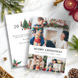 Cartes Pour Fêtes Annuelles Photo Collage Joyeux Noël<br><div class="desc">Photo Collage Joyeux Noël Carte de vacances. Ce carte photo de Noël joyeux et unique présente un collage photo de 3 photos sur le devant et du texte pour la personnalisation. Le dos comprend un tatouage à l'aquarelle peint à la main des soldats autour d'un bel arbre avec du texte...</div>