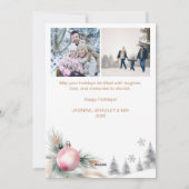 Cartes Pour Fêtes Annuelles Photo collage Joyeux Noël blanc rose boho (Dos)
