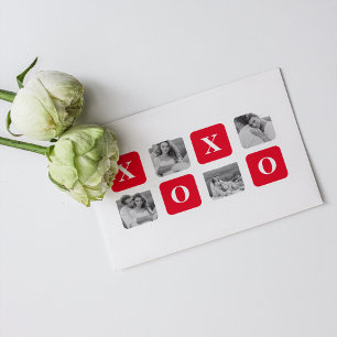 Cartes Pour Fêtes Annuelles Photo Collage moderne Couple et XOXO rouge
