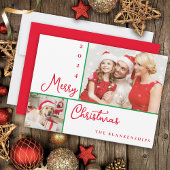 Cartes Pour Fêtes Annuelles Photo Collage moderne Rouge Script Noël