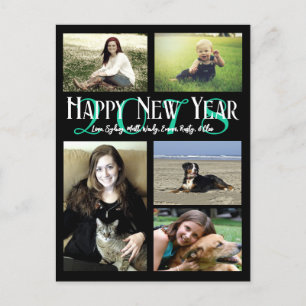 Cartes Pour Fêtes Annuelles Photo Collage Neon Green Bonne année