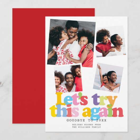 Cartes Pour Fêtes Annuelles Photo Collage Noël Réessayons (Devant / Derrière)
