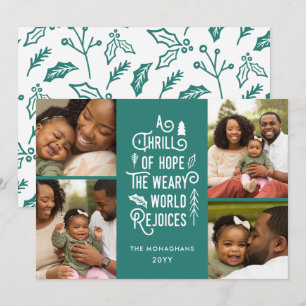 Cartes Pour Fêtes Annuelles Photo Collage Thrill Of Hope Photo Noël Turquoise