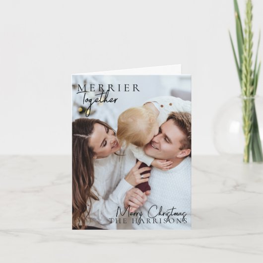 Cartes Pour Fêtes Annuelles Photo complète Famille Noël Typographie moderne (Devant)