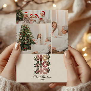 Cartes Pour Fêtes Annuelles Photo Coquette Gingham Ho Ho Ho Noël