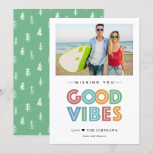 Cartes Pour Fêtes Annuelles Photo couleur Good Vibes moderne