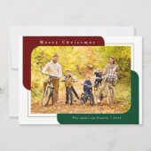 Cartes Pour Fêtes Annuelles Photo courbe moderne Noël rouge et vert (Devant)