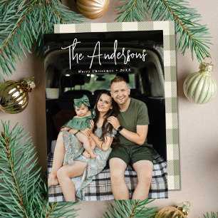 Cartes Pour Fêtes Annuelles Photo crème et olive avec écriture moderne