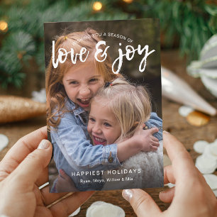 Cartes Pour Fêtes Annuelles Photo d'amour et de joie manuscrit