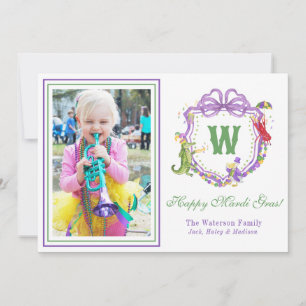 Cartes Pour Fêtes Annuelles Photo d'animaux de Mardi Gras à l'aquarelle et bla