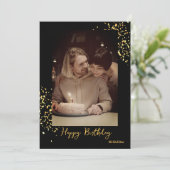 Cartes Pour Fêtes Annuelles Photo d'anniversaire en or noir sur mesure (Debout devant)