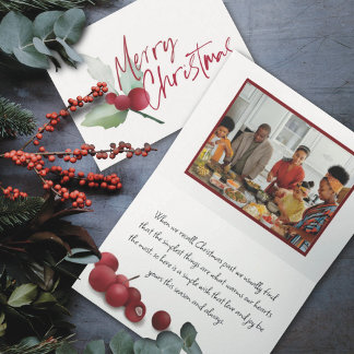 Cartes Pour Fêtes Annuelles Photo d'aquarelle de Noël simple et joyeux