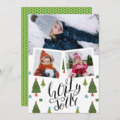 Cartes Pour Fêtes Annuelles Photo d'arbre de Noël au script amusant et joyeux (Devant / Derrière)