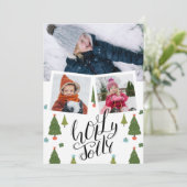 Cartes Pour Fêtes Annuelles Photo d'arbre de Noël au script amusant et joyeux (Debout devant)