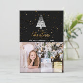 Cartes Pour Fêtes Annuelles Photo d'arbre de Noël blanc moderne (Debout devant)