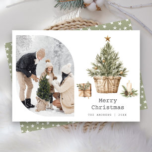 Cartes Pour Fêtes Annuelles Photo d'arbre de Noël scandinave boho nordique