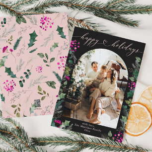 Cartes Pour Fêtes Annuelles Photo d'arche de botanique rose sombre et lunatiqu