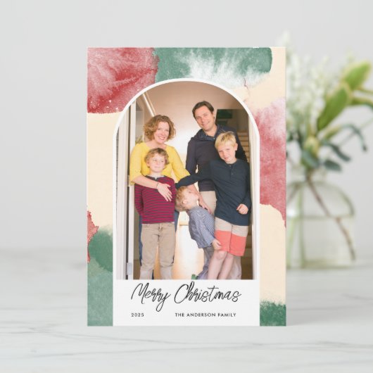 Cartes Pour Fêtes Annuelles Photo d'arche de Noël Aquarelle abstraite (Debout devant)