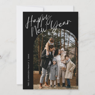Cartes Pour Fêtes Annuelles Photo d'arche de Nouvel An avec écriture moderne n