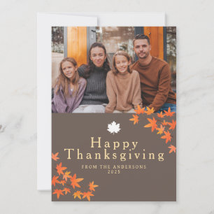 Cartes Pour Fêtes Annuelles Photo d'automne élégant moderne de Thanksgiving he