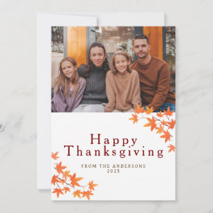 Cartes Pour Fêtes Annuelles Photo d'automne élégant moderne de Thanksgiving he