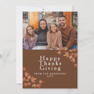 Cartes Pour Fêtes Annuelles Photo d'automne élégant moderne de Thanksgiving he
