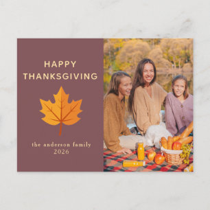 Cartes Pour Fêtes Annuelles Photo d'automne élégant moderne de Thanksgiving he