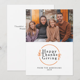 Cartes Pour Fêtes Annuelles Photo d'automne élégant moderne de Thanksgiving he