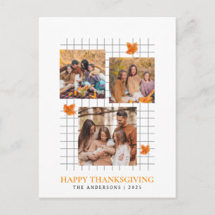 Cartes Pour Fêtes Annuelles Photo d'automne élégant moderne de Thanksgiving he