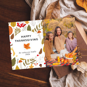 Cartes Pour Fêtes Annuelles Photo d'automne élégant moderne de Thanksgiving he