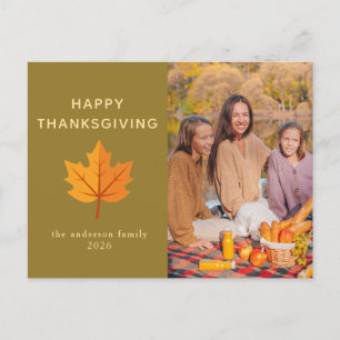 Cartes Pour Fêtes Annuelles Photo d'automne élégant moderne de Thanksgiving he