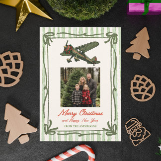 Cartes Pour Fêtes Annuelles Photo d'avion vintage et arbre de Noël Aviation