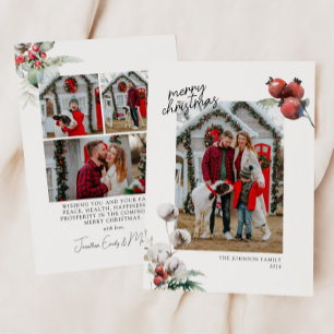 Cartes Pour Fêtes Annuelles Photo de baies rouges et de feuillage de coton à l