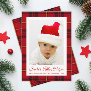 Cartes Pour Fêtes Annuelles Photo de bébé à carreaux tartan rouge de l'aide du