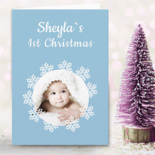 Cartes Pour Fêtes Annuelles Photo de bébé mignon au flocon de neige de son 1er
