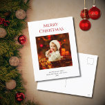 Cartes Pour Fêtes Annuelles Photo de bébé moderne Noël Famille Rouge<br><div class="desc">Carte postale moderne Noël Holiday, avec un thème photo simple pour bébé et un design typographique rouge. Avec un texte rouge personnalisable, vous ajoutez vos propres informations. Vous changez aussi la photo avec votre propre pour la rendre unique. Idéal pour envoyer des voeux de vacances spéciales à des amis et...</div>