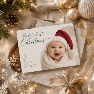 Cartes Pour Fêtes Annuelles Photo de bébé moderne pour le premier Noël avec va