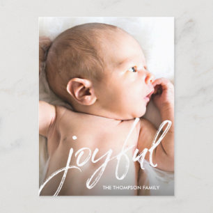 Cartes Pour Fêtes Annuelles Photo de bébé personnalisée Joyful Script naissanc